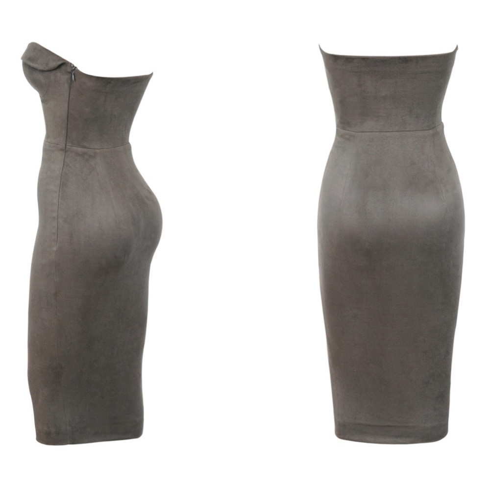 House Of CB London Pia Suedette Dress Taupe - Picture 11 of 13